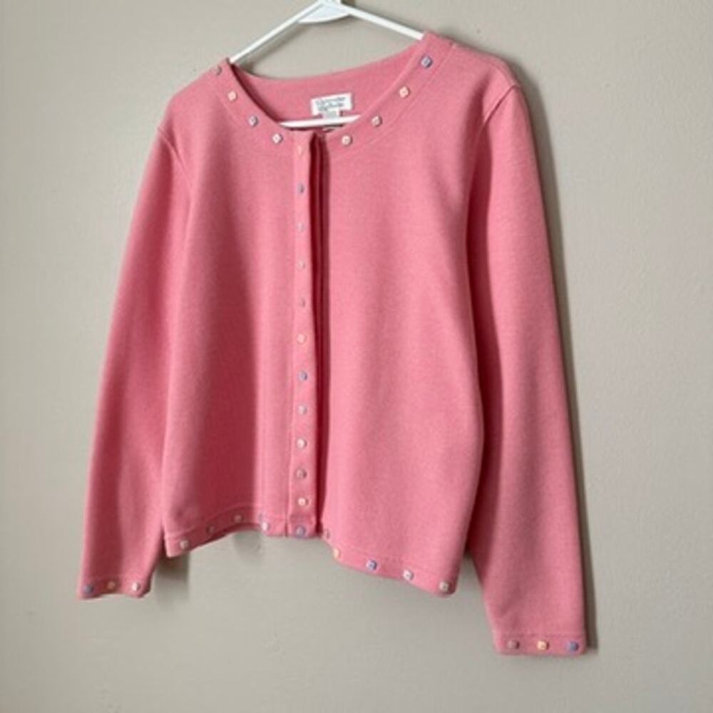 Christopher & Banks Cardigan Sweater Womens SMALL Pink Pastel Easter Spring - Picture 7 of 14